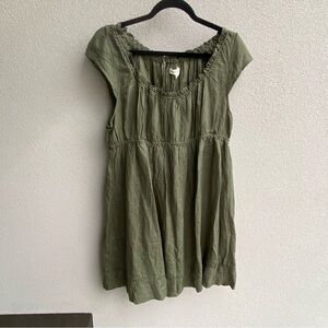 Cleo + wolf baby doll dress Green XL linen blend
